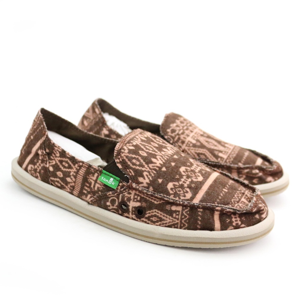 Sanuk Sidewalk Surfers Johanna Brown Pink Shoes